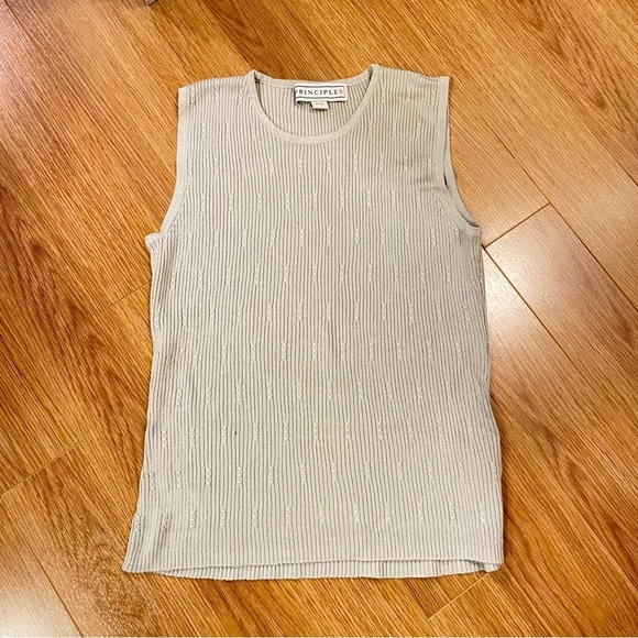 VINTAGE GREY SLEEVELESS KNIT TOP - Picture 1 of 6